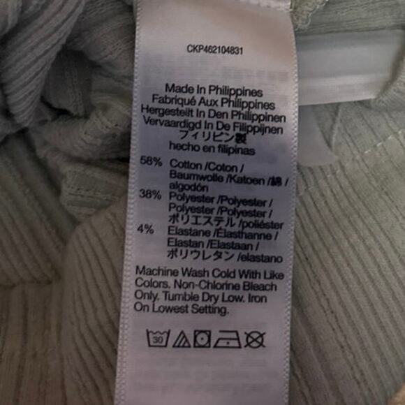 Madewell Beige Green Rib Knit Short Sleeve Button Crop Sweater Shirt Top Size XS - Picture 4 of 4